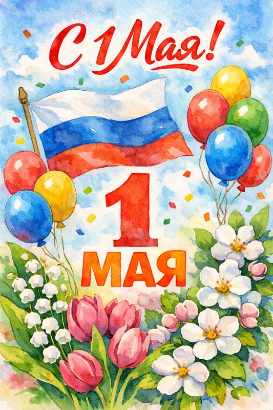 Готовые открытки с 1 мая — открытка 5