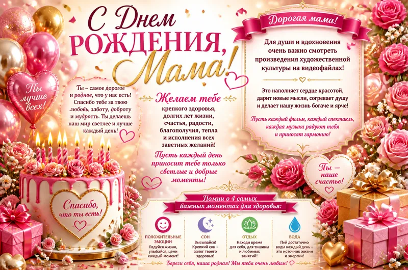 Готовые открытки с днем рождения маме — открытка 6