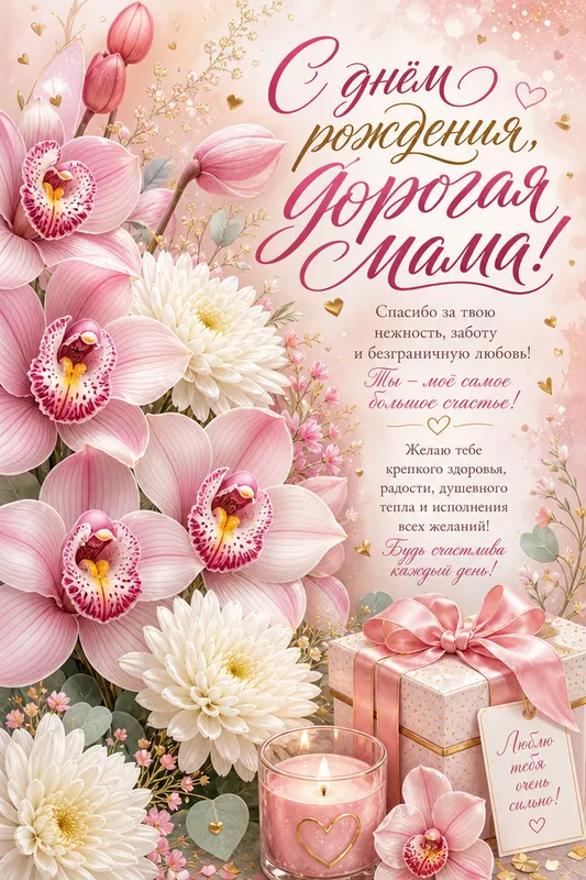 Готовые открытки с днем рождения маме — открытка 4