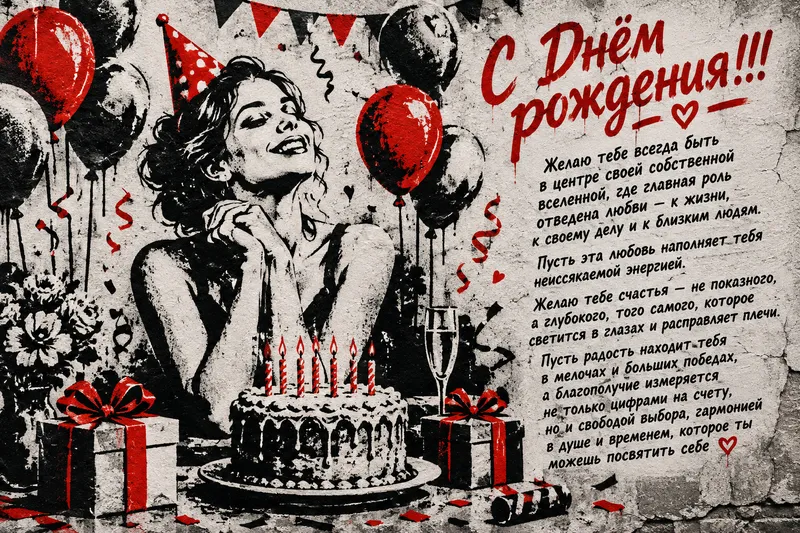 Готовые открытки с днем рождения женщине — открытка 1
