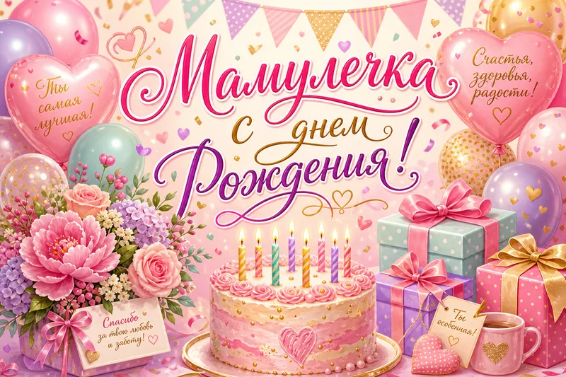 Готовые открытки с днем рождения маме — открытка 7