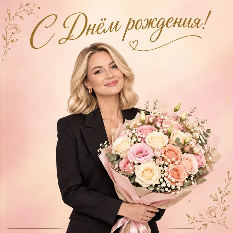 Готовые открытки с днем рождения женщине — открытка 2