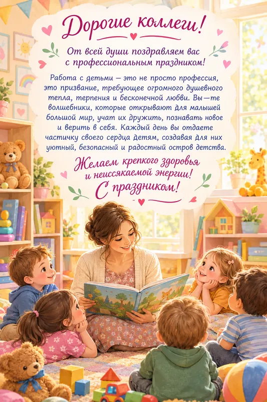 Готовые открытки с Днём воспитателя учителю — открытка 8