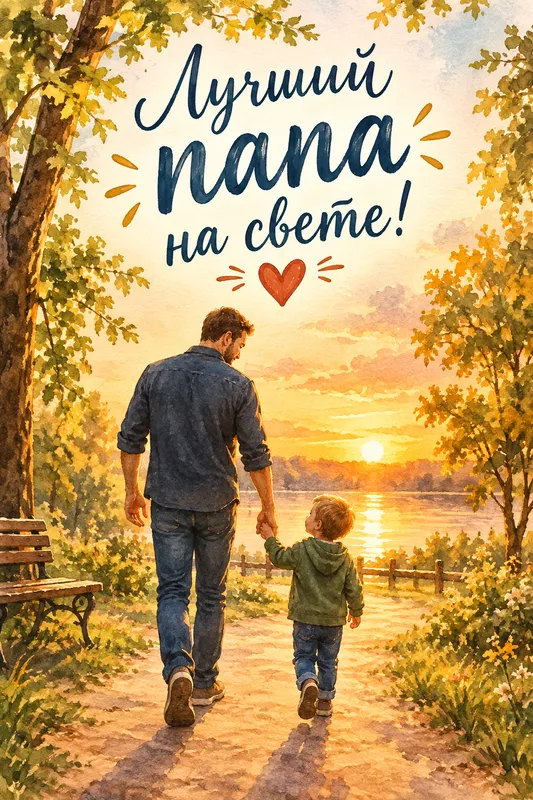 Готовые открытки ко Дню отца папе — открытка 2