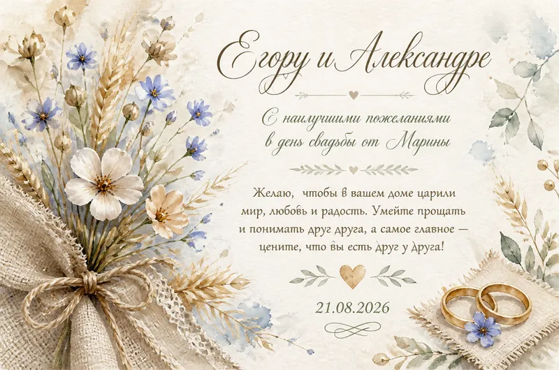 Готовые открытки молодожёнам — открытка 33