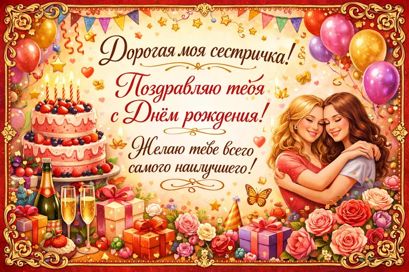 Готовые открытки сестре — открытка 1