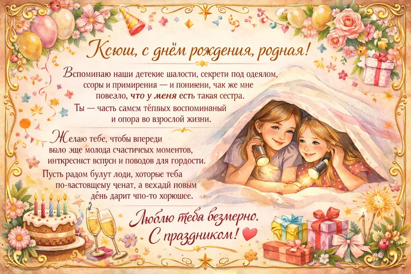 Готовые открытки сестре — открытка 7