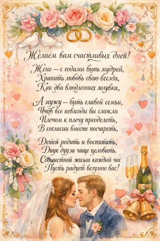 Готовые открытки молодожёнам — открытка 11