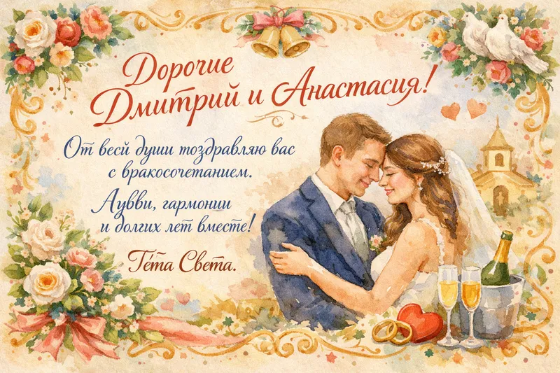 Готовые открытки молодожёнам — открытка 30