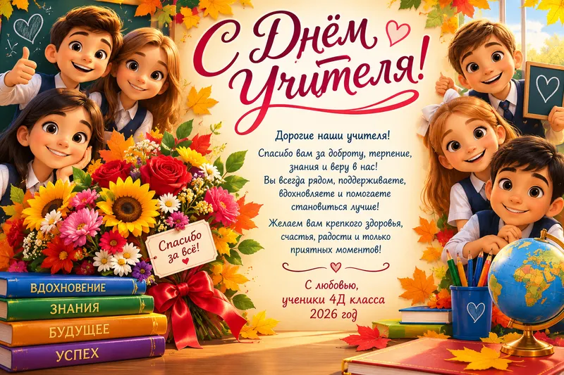 Готовые открытки учителю — открытка 30