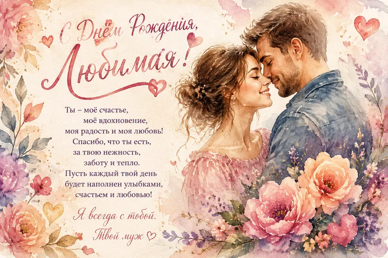 Готовые открытки жене — открытка 5