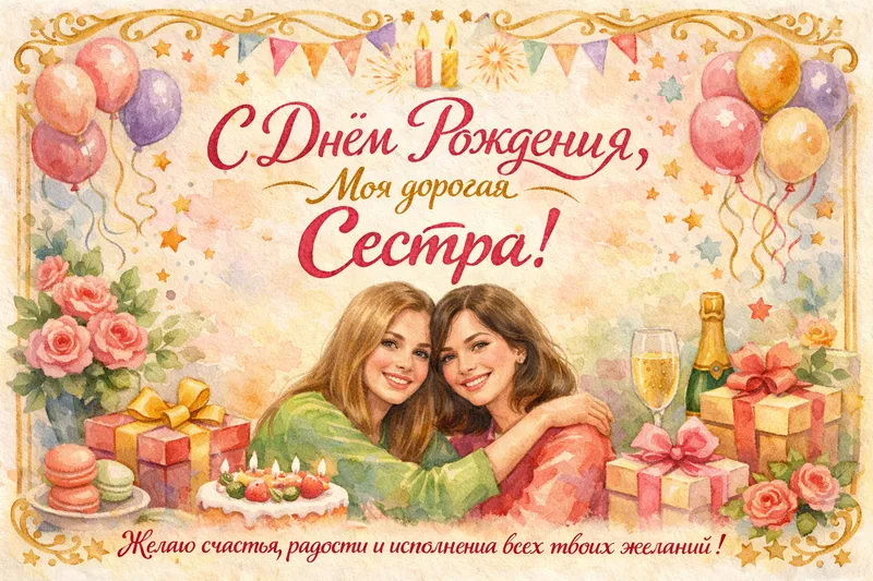 Готовые открытки сестре — открытка 19