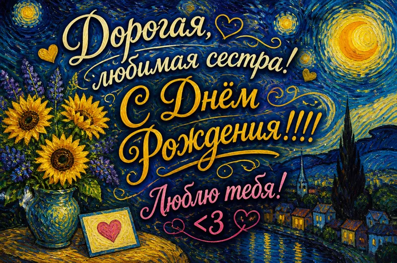 Готовые открытки сестре — открытка 10