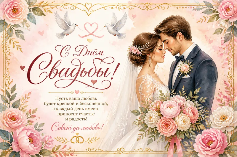 Готовые открытки молодожёнам — открытка 9