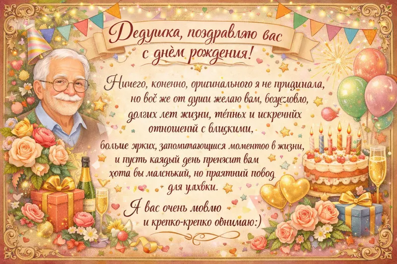 Готовые открытки дедушке — открытка 11