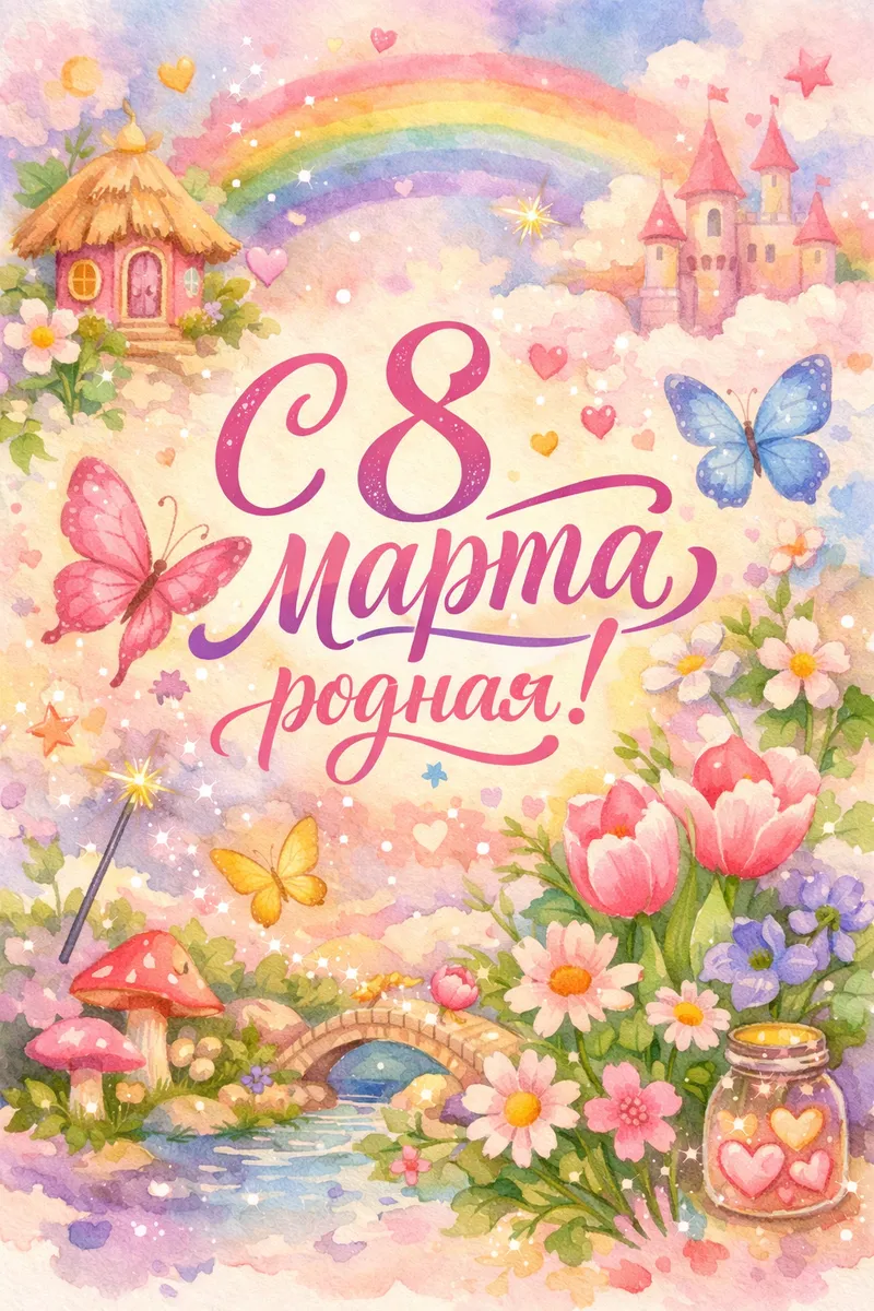 Готовые открытки с 8 Марта — открытка 6