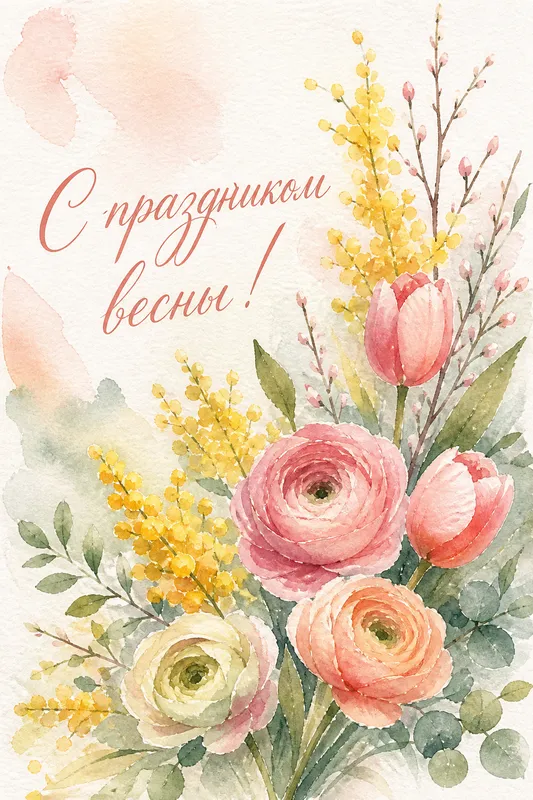 Готовые открытки с 8 Марта — открытка 2
