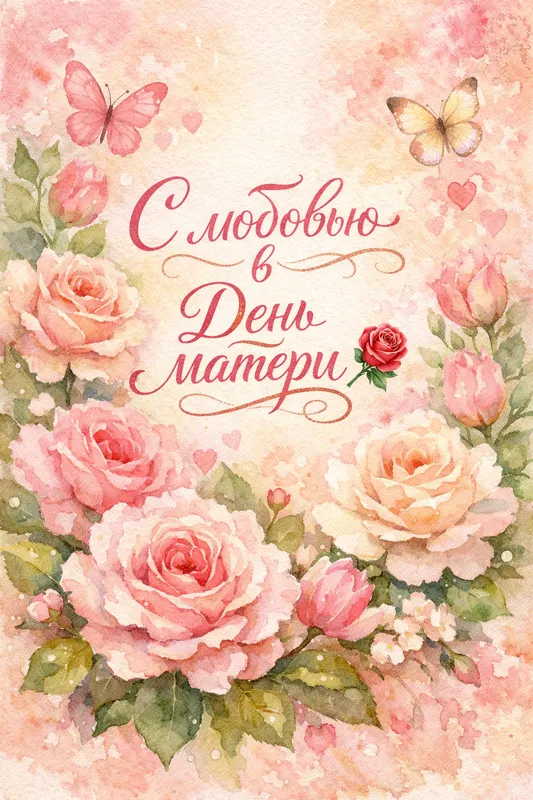 Готовые открытки ко Дню матери — открытка 3