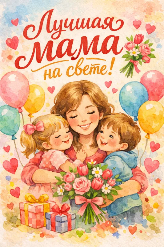 Готовые открытки ко Дню матери — открытка 2