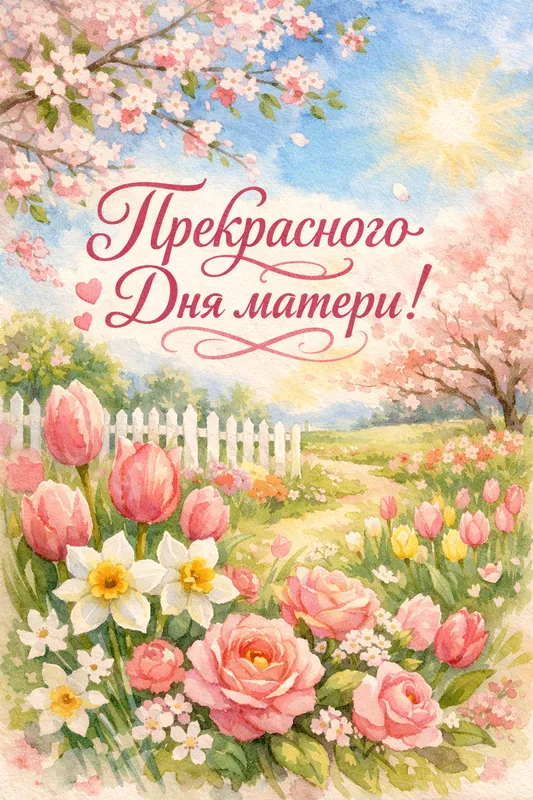 Готовые открытки ко Дню матери — открытка 1