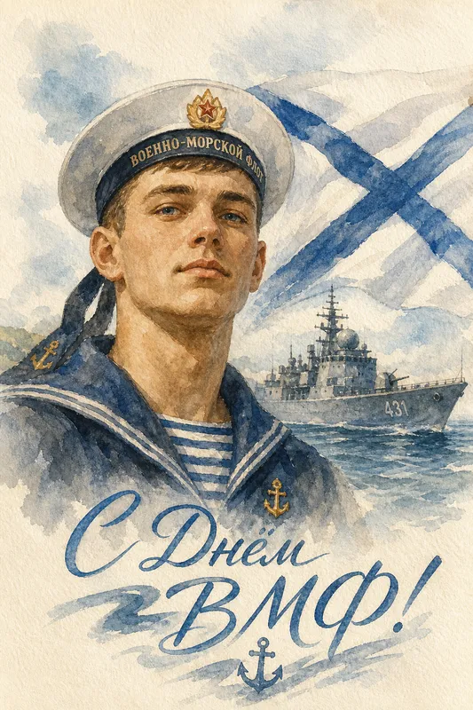 Готовые открытки с Днём ВМФ России — открытка 2