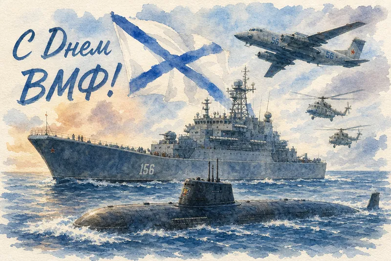 Готовые открытки с Днём ВМФ России — открытка 10