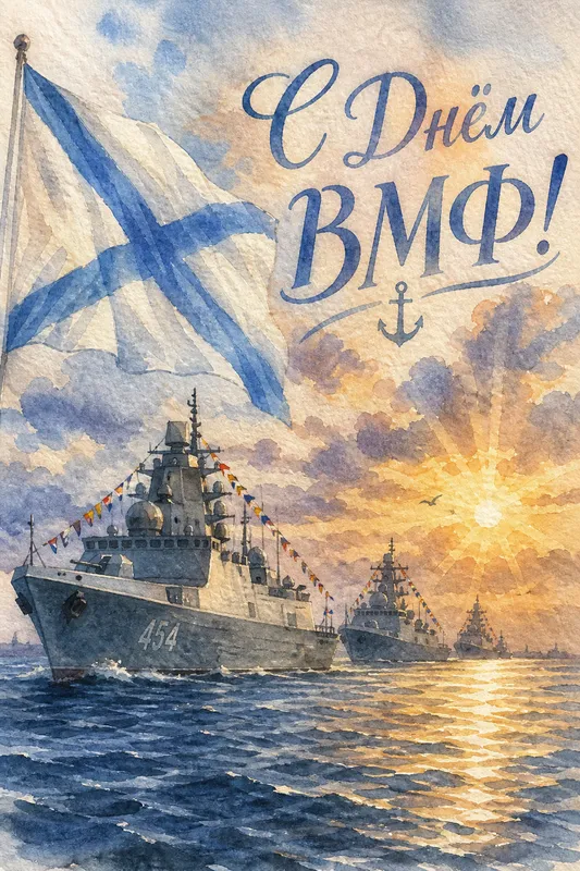 Готовые открытки с Днём ВМФ России — открытка 4