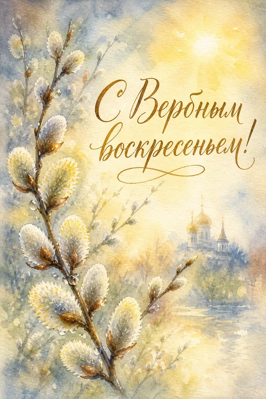 Готовые открытки с Вербным воскресеньем — открытка 4