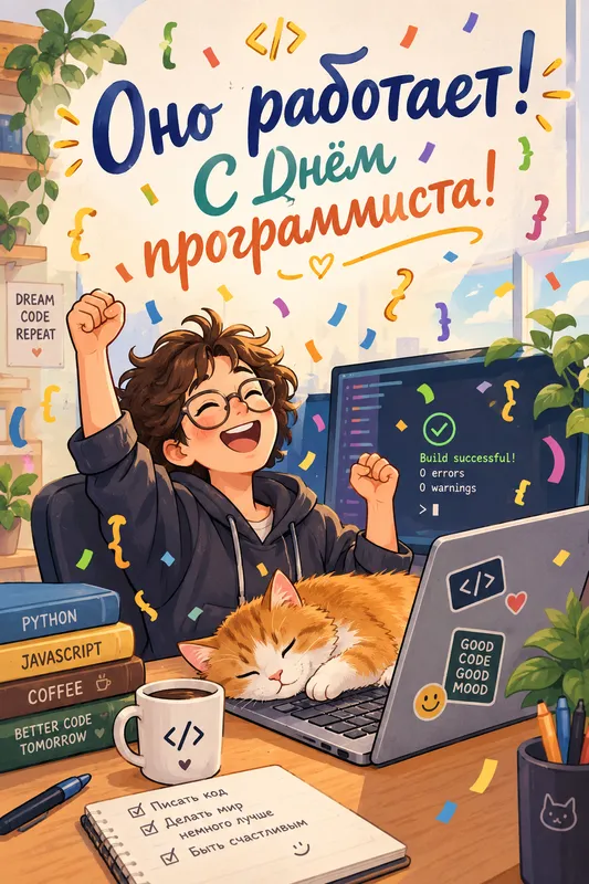 Готовые открытки с Днём программиста — открытка 5