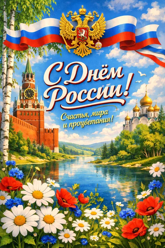 Готовые открытки ко Дню России — открытка 21
