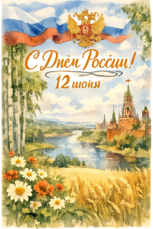 Готовые открытки ко Дню России — открытка 5