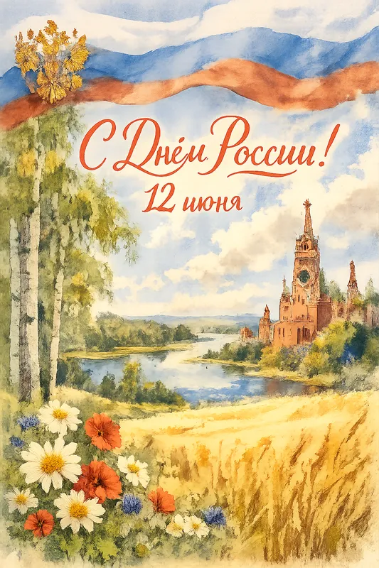 Готовые открытки ко Дню России — открытка 10