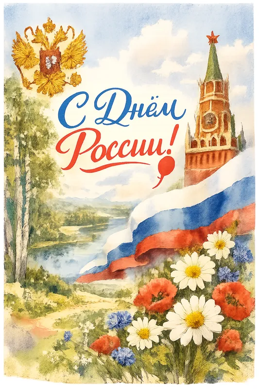 Готовые открытки ко Дню России — открытка 3