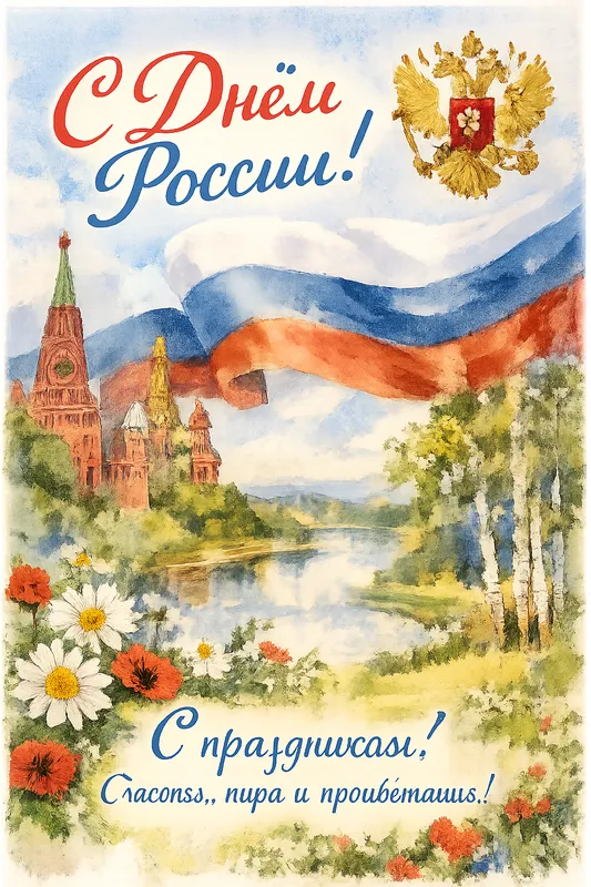 Готовые открытки ко Дню России — открытка 17