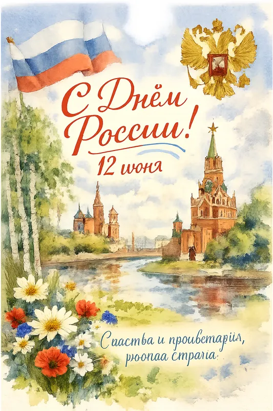 Готовые открытки ко Дню России — открытка 15