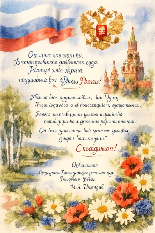 Готовые открытки ко Дню России — открытка 13