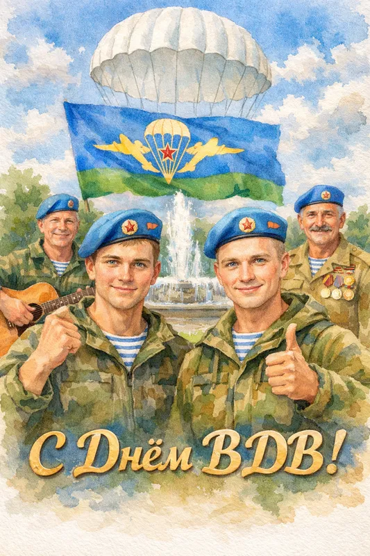 Готовые открытки с Днём ВДВ — открытка 3