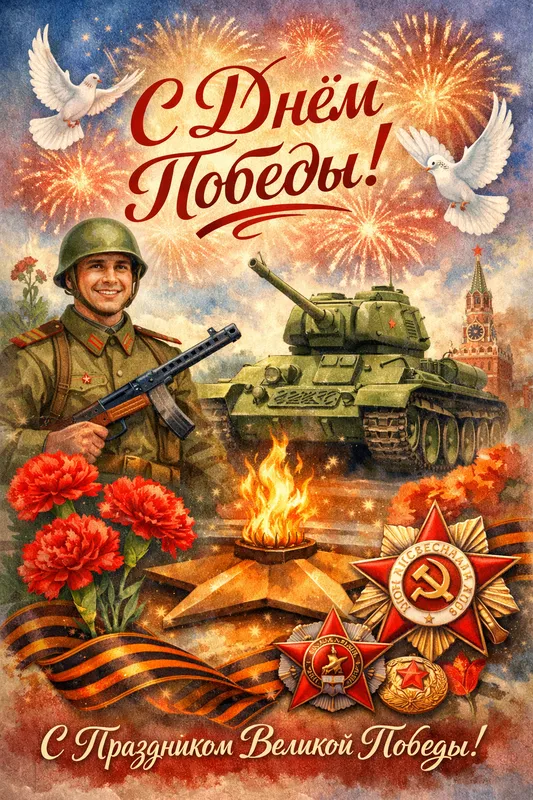 Готовые открытки ко Дню Победы — открытка 26