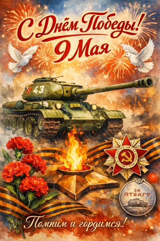 Готовые открытки ко Дню Победы — открытка 39