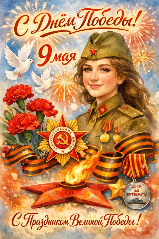 Готовые открытки ко Дню Победы — открытка 21