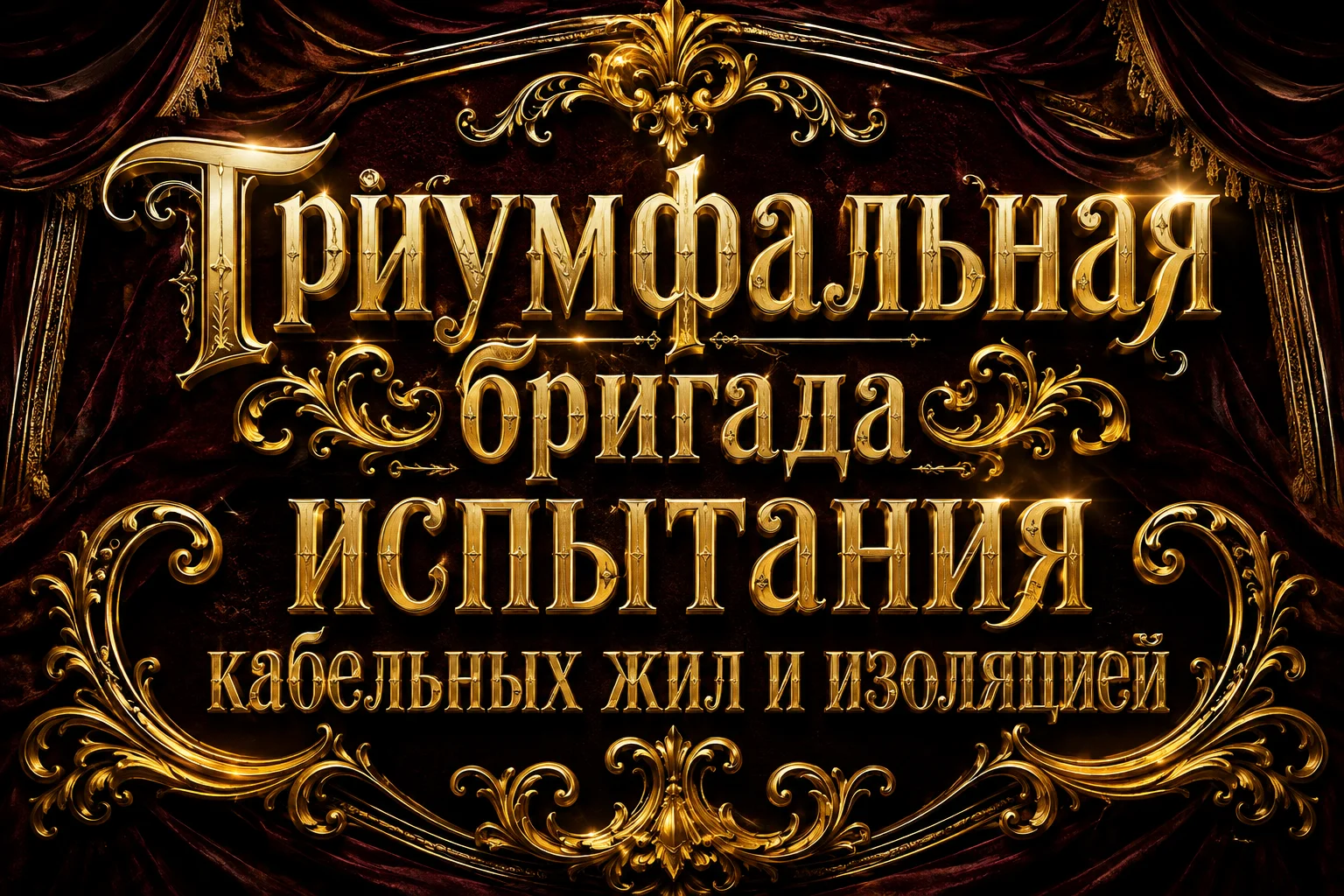 Название "Триумфальная бригада испытания кабельных жил и изоляцией" в стиле эпо…