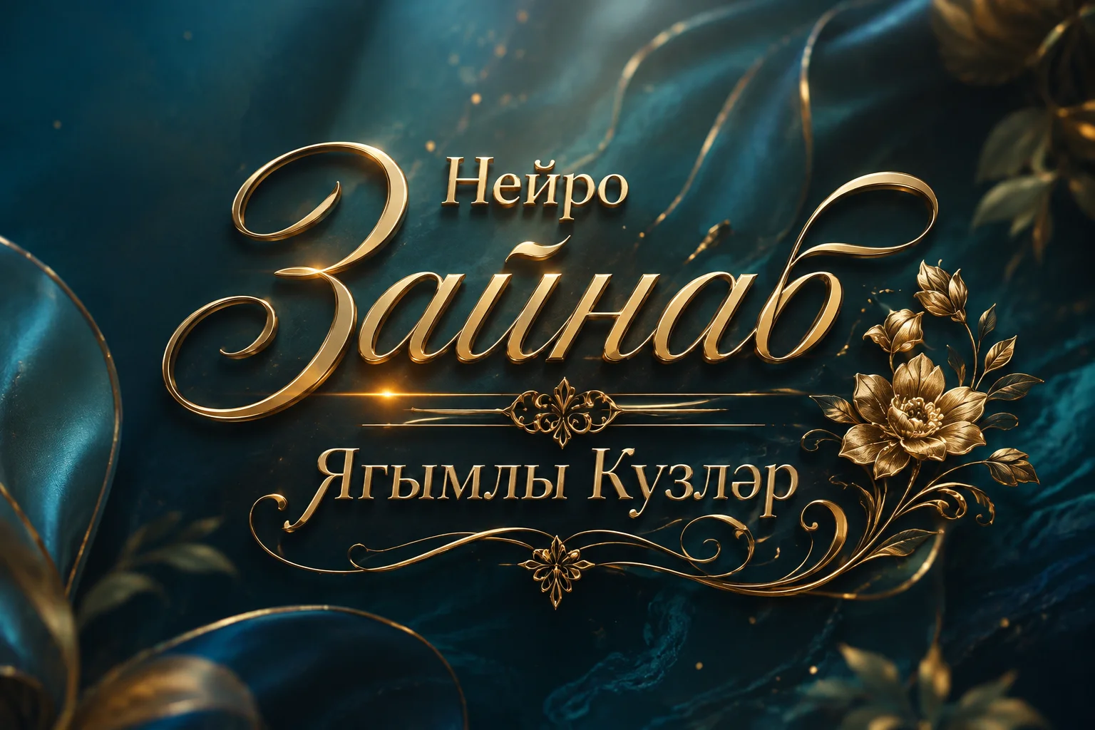 Elegant and artistic text design for "Нейро Зайнаб Ягымлы Кузләр". The text sho…