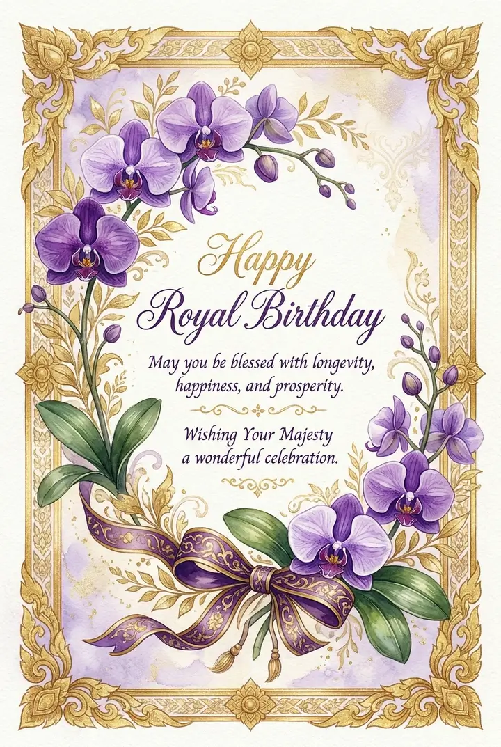 Kuningatar Suthidan syntymäpäiväkortti