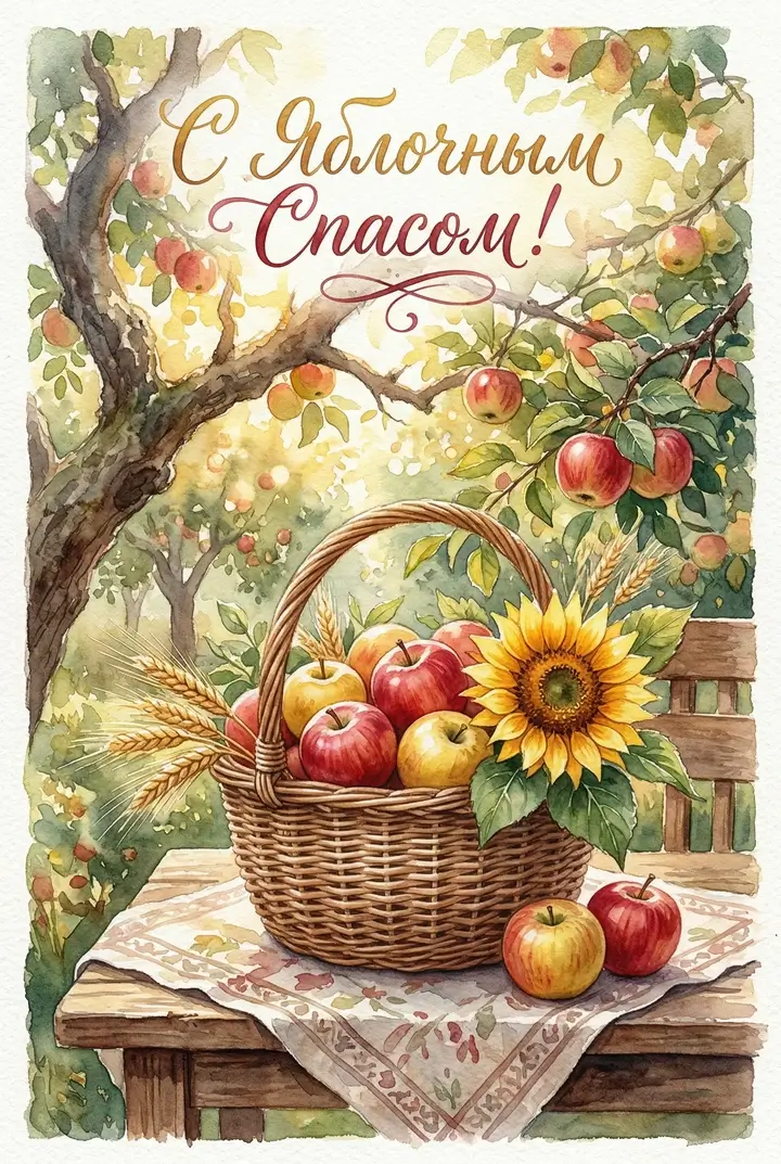 Открытки на Яблочный Спас