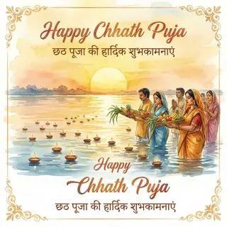 Открытка на Чхатх Пуджа