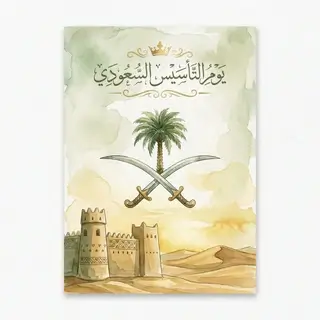 Открытка на День основания Саудовской Аравии