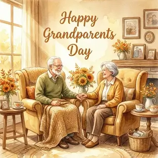 Открытка на День бабушек и дедушек