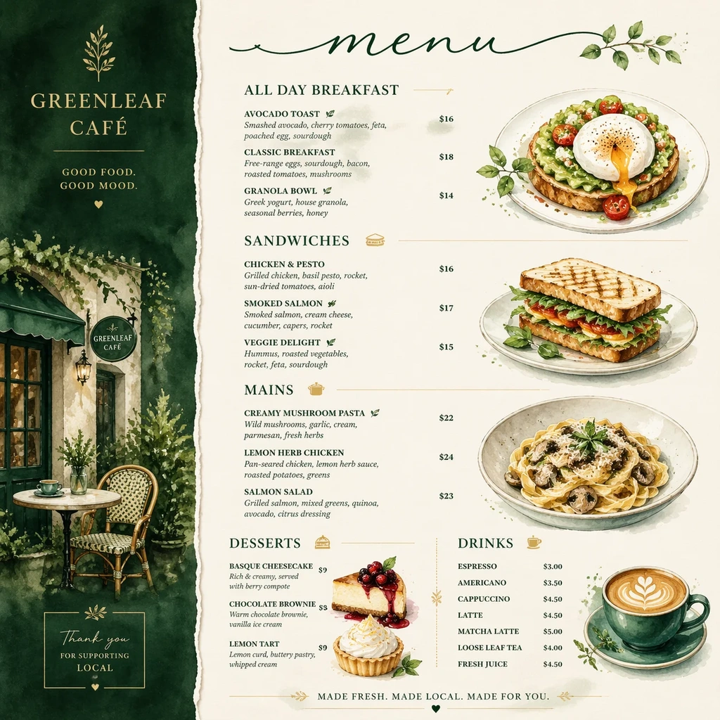 Gerador de Design de Menu com IA — Crie um Menu de Restaurante