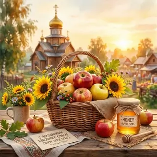 Открытка на Яблочный Спас