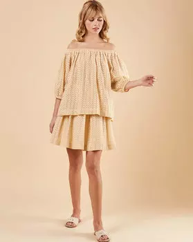 Блуза с рукавами "фонарик" из шитья One size
